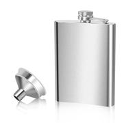 VFANDV Petaca de Alcohol de Acero Inoxidable 1 Pieza, 8oz/220ml Whisky Hip Flask con Embudo Petaca Portátil Frasco de Cadera Prueba de Fugas para Escalada Camping Barbacoa Bar Fiesta