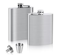 VFANDV Petacas de Alcohol 2 Piezas, 4/8oz Set de Petaca de Acero Inoxidable: 2 Petacas 1 Embudo y 1 Copas de Vino Whisky Portátil Flask para Escalada Camping Barbacoa Bar Fiesta (8oz/220ml)
