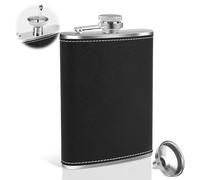 VFANDV Petacas de Alcohol de Acero Inoxidable, 8 Oz 227ml Petaca Portátil con Embudo, Negro Frasco de Alcohol Whisky para Escalada, Camping, Barbacoa, Senderismo