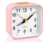 VFANDV Reloj Despertador Analógico Silencioso de Mesilla y Viaje Con Luz Nocturna y Función de Repetición Para el Hogar (Rosa)