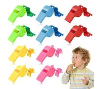 VFANDV Silbatos, 10 Pcs Silbatos Plástico Colores Silbatos con Cordón Silbato para Niños Entrenadores Arbitro Silbatos para Escuela Entrenadores Concurso de Grupo