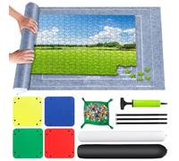VFANDV Tapete Puzzle, Fieltro Tapete Puzzle para 500 1000 1500 Piezas Puzzle Mat Roll Jigsaw Puzzle Pad, Estera de Rompecabezas Portátil con 4 Puzzles Clasificadores, 66 x 116 cm (Gris)