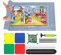 VFANDV Tapete Puzzle, Fieltro Tapete Puzzle Puzzle Mat Roll Jigsaw Puzzle Pad, Estera de Rompecabezas Portátil con 4 Puzzles Clasificadores para 500 1000 1500 2000 Piezas (Gris)