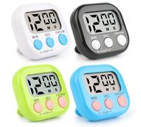 VFANDV Temporizador Cocina 4 Piezas, Digital Temporizador de Cocina con Magnético Pequeño Cronómetro Infantil con Soporte Plegable Cronómetro Digital Cuenta Atrás para Cocina y Deporte (4 Colores-001)