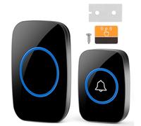 VFANDV Timbre Inalámbrico Exterior Impermeable, IP44 Impermeable Doorbell 300M, Kit de Timbre Inalambrico, 5 Niveles de Volumen y 60 Melodías, Indicador LED para Hogar, Salón, Oficina (Negro)