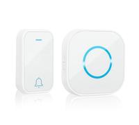 VFANDV Timbre Inalámbrico Exterior Impermeable, Kit de Timbre Inalambrico, 59 Melodías, 4 Niveles de Volumen, Doorbell Indicador LED, Enchufable para Hogar, Hotel, Oficina,etc (Blanco)