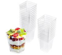 VFANDV Vasitos para Postres, 25 Piezas 160ml DIY Plastico Vasitos Aperitivos, Transparentes Reutilizables para Pudín, Mousse, Helado, Cumpleaños, Bodas