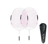 VFdthR Badminton Set Raqueta de bádminton Ofensiva, máx. 11 kg (Incluye Bolsa y Cuerda), Fibra Carbono Profesional Titanio(2PCS Pink Sacks)