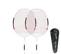VFdthR Badminton Set Raqueta de bádminton Ofensiva, máx. 11 kg (Incluye Bolsa y Cuerda), Fibra Carbono Profesional Titanio(2PCS Red Sacks)