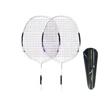 VFdthR Badminton Set Raqueta de bádminton Ofensiva, máx. 11 kg (Incluye Bolsa y Cuerda), Fibra Carbono Profesional Titanio(2PCS Purple Sacks)