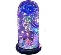 VFdthR Rosa De Cristal Rosa de Cristal, Forever Rose Día San Valentín Caja Regalo Creativa Flor Artificial Cubierta Vidrio Amor Eterno Dorado(Blue)