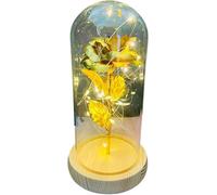 VFdthR Rosa De Cristal Rosa de Cristal, Forever Rose Flor lámina Oro 24 Quilates en Cubierta Regalo Eterno del día San Valentín for Novia, Boda, Fiesta, Dama Honor(Gold 1)