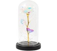 VFdthR Rosa De Cristal Rosa de Cristal, Rosa eterna encantada con Luces Hadas en cúpula for Regalo Navidad y San Valentín(C01)