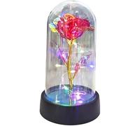 VFdthR Rosa De Cristal Rosa de Cristal, Rosa for Siempre, Flor Aluminio luz eterna en Cubierta Vidrio, Regalos Aniversario, Boda for Invitados, Dama Honor, día San Valentín(Rose Red)