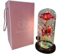 VFdthR Rosa De Cristal Rosa de Cristal, Rosa for Siempre, Regalo del día San Valentín for Novia, eterna, Flor lámina luz en Cubierta Vidrio, favores Boda for Madres, Dama Honor(Red)