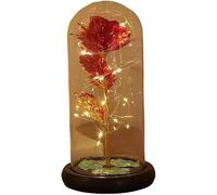 VFdthR Rosa De Cristal Rosa de Cristal, Rosa for Siempre, Regalo del día San Valentín for Novia, eterna, Flor lámina luz en Cubierta Vidrio, favores Boda for Madres, Dama Honor(Red)