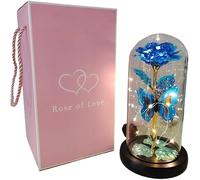 VFdthR Rosa De Cristal Rosa de Cristal, Rosa for Siempre, Regalo del día San Valentín for Novia, eterna, Flor lámina luz en Cubierta Vidrio, favores Boda for Madres, Dama Honor(Blue)