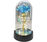 VFdthR Rosa De Cristal Rosa de Cristal, Rosa for Siempre, Regalo del día San Valentín for Novia, Flor lámina luz eterna en Cubierta Vidrio, favores Boda for Madres, Dama Honor(Blue)