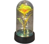 VFdthR Rosa De Cristal Rosa de Cristal, Rosa for Siempre, Regalo del día San Valentín for Novia, Flor lámina luz eterna en Cubierta Vidrio, favores Boda for Madres, Dama Honor(Yellow)