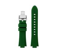 VFEBTSD Compatible con Casio Edifice Series EFR-S108D EFS-S570 ECB-10 ECB-10YDC Caucho de silicona elevado modificado Puertos impermeables Correa de reloj for hombres(Green-silver B,For ECB-10YDC)