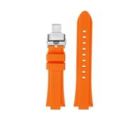 VFEBTSD Compatible con Casio Edifice Series EFR-S108D EFS-S570 ECB-10 ECB-10YDC Caucho de silicona elevado modificado Puertos impermeables Correa de reloj for hombres(Orange-silver B,For EFR-S108D)