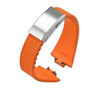 VFEBTSD Correa de caucho fluorado compatible con Tissot PRX Series Super Player (35 mm, 40 mm), FKM, for mujer y hombre, hebilla plegable liberación rápida, 11 12(Orange Silver,11mm)