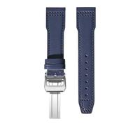 VFEBTSD Correa de cuero compatible con IWC Pilot's Mark, hebilla plegable, for hombre y mujer, correa repuesto piel vaca suave(Royal blue folding,20mm)