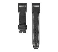 VFEBTSD Correa de cuero compatible con IWC Pilot's Mark, hebilla plegable, for hombre y mujer, correa repuesto piel vaca suave(Black white,22mm)