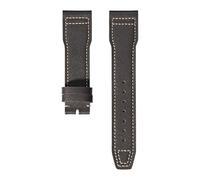 VFEBTSD Correa de cuero compatible con IWC Pilot's Mark, hebilla plegable, for hombre y mujer, correa repuesto piel vaca suave(Dark brown white,22mm)