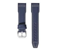 VFEBTSD Correa de cuero compatible con IWC Pilot's Mark, hebilla plegable, for hombre y mujer, correa repuesto piel vaca suave(Royal blue white Pin,22mm)