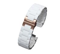 VFEBTSD Correa de reloj de acero revestido de caucho de silicona compatible con pulsera Armani AR5889/5890/5905/5920/5906, cadena de reloj con correa de 23 mm y mujer de 20 mm(White-rose gold,23mm)
