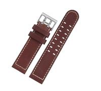 VFEBTSD Correa de reloj de cuero color caqui y marrón oscuro for hombre, compatible con Hamilton Khaki Aviation H77616533 H70615733 (20 mm y 22 mm)(Brown-silver,22mm)