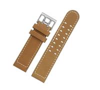 VFEBTSD Correa de reloj de cuero color caqui y marrón oscuro for hombre, compatible con Hamilton Khaki Aviation H77616533 H70615733 (20 mm y 22 mm)(Khaki-silver,22mm)