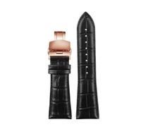 VFEBTSD Correa de reloj de cuero genuino de gran tamaño compatible con Armani AR2411 Panerai PA111 441, correa de reloj de gran ancho for hombre.(Black rosegold B,22mm)