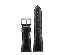 VFEBTSD Correa de reloj de cuero genuino de gran tamaño compatible con Armani AR2411 Panerai PA111 441, correa de reloj de gran ancho for hombre.(Black white silver A,22mm)