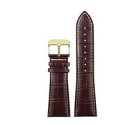 VFEBTSD Correa de reloj de cuero genuino de gran tamaño compatible con Armani AR2411 Panerai PA111 441, correa de reloj de gran ancho for hombre.(Brown white gold A,22mm)