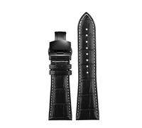 VFEBTSD Correa de reloj de cuero genuino de gran tamaño compatible con Armani AR2411 Panerai PA111 441, correa de reloj de gran ancho for hombre.(Black white black B,23mm)