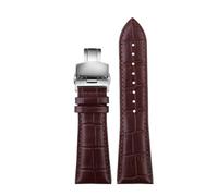 VFEBTSD Correa de reloj de cuero genuino de gran tamaño compatible con Armani AR2411 Panerai PA111 441, correa de reloj de gran ancho for hombre.(Brown silver B,28mm)