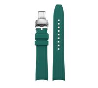 VFEBTSD Correa de reloj de goma de silicona con extremo curvado de 20 mm y 22 mm compatible con pulsera deportiva Omega Casio Swordfish Seiko Water Ghost Tissot(Green-silver B,20mm)