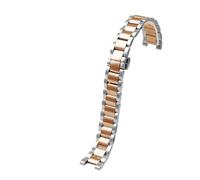 VFEBTSD Correa de reloj Lady Notch acero inoxidable compatible con Cartier PASHA, Michael Kors Folli Follie, correa for mujer, pulsera metal(Silver rose,16-8mm)