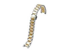 VFEBTSD Correa de reloj Lady Notch acero inoxidable compatible con Cartier PASHA, Michael Kors Folli Follie, correa for mujer, pulsera metal(Silver gold,18-10mm)