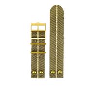 VFEBTSD Correa de reloj nailon retro con remaches for Tudor, color bronce, cobre, flor, resistente al agua, escudo negro y dorado, 22 mm(A24 Gold buckle)
