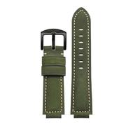 VFEBTSD Correa de reloj vintage de cuero de vaca Crazy Horse compatible con MAURICE LACROIX AIKON serie AI6008 AI6038 ai6058 pulsera convexa esmerilada(Army green-black)