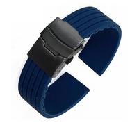VFEBTSD Correa de silicona con hebilla plegable for hombre y mujer, deportiva, resistente al agua, goma, repuesto pulsera, accesorios for reloj(Dark blue black,24MM_16)