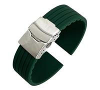 VFEBTSD Correa de silicona con hebilla plegable for hombre y mujer, deportiva, resistente al agua, goma, repuesto pulsera, accesorios for reloj(Green silver,20MM_16)