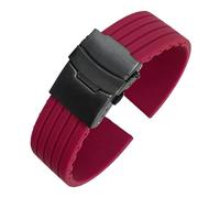 VFEBTSD Correa de silicona con hebilla plegable for hombre y mujer, deportiva, resistente al agua, goma, repuesto pulsera, accesorios for reloj(Dark Red black,20MM_16)