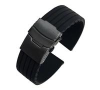 VFEBTSD Correa de silicona con hebilla plegable for hombre y mujer, deportiva, resistente al agua, goma, repuesto pulsera, accesorios for reloj(Black black,20MM_16)