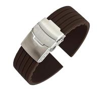 VFEBTSD Correa de silicona con hebilla plegable for hombre y mujer, deportiva, resistente al agua, goma, repuesto pulsera, accesorios for reloj(Coffee silver,18MM_16)
