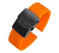 VFEBTSD Correa de silicona con hebilla plegable for hombre y mujer, deportiva, resistente al agua, goma, repuesto pulsera, accesorios for reloj(Orange black,24MM_16)