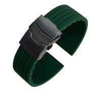 VFEBTSD Correa de silicona con hebilla plegable for hombre y mujer, deportiva, resistente al agua, goma, repuesto pulsera, accesorios for reloj(Green black,22MM_16)